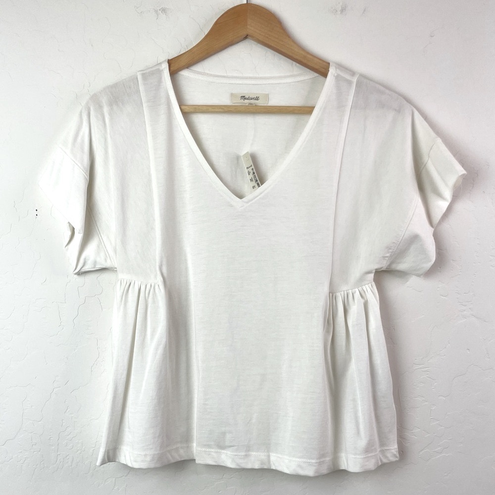 Madewell Supima Cotton Flutter-Sleeve Tee Shirt Top in Lighthouse Size XS NEW - Picture 2 of 13
